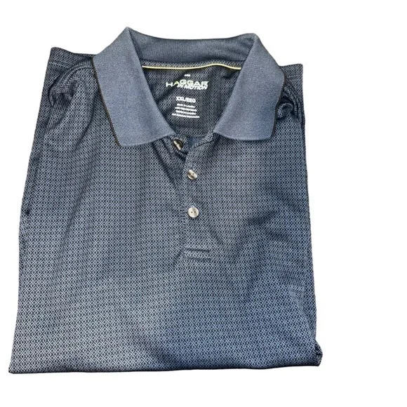 Haggar In Motion Mens XXL Blue Geometric Diamond Print Performance Polo #320 - Picture 3 of 7